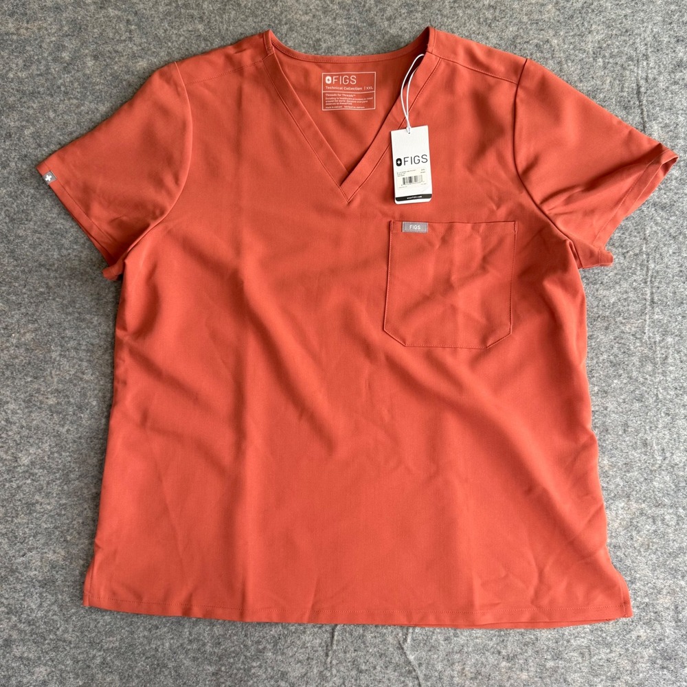 FIGS Catarina One-Pocket Scrub Top XXL Burnt Orange V-Neck FW1000N NWT